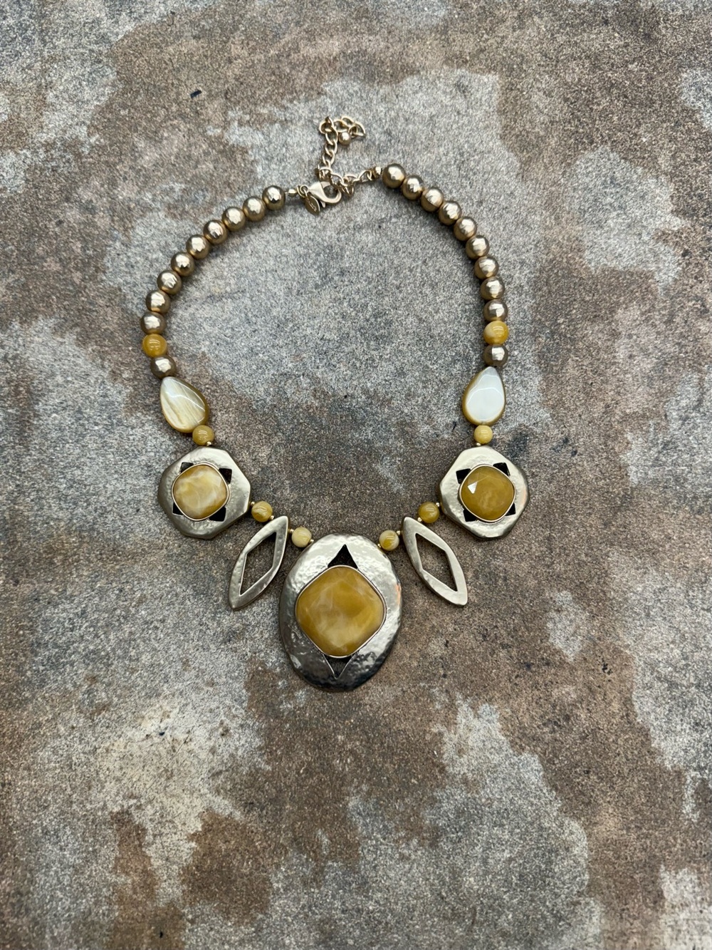 Chico's Gold-Tone Necklace with Yellow Cabochons